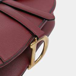 Pre Owned Dior Burgundy Grained Calfskin Saddle Bag