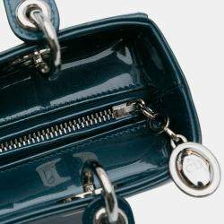 Pre Owned Dior Blue Medium Patent Lady Dior