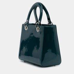 Pre Owned Dior Blue Medium Patent Lady Dior