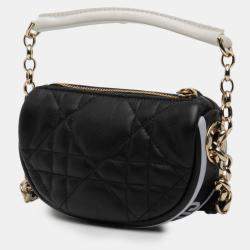 Pre Owned Dior Black Micro Lambskin Cannage Dior Vibe Satchel