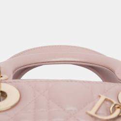 Pre Owned Dior Pink Mini Lambskin Cannage Lady Dior