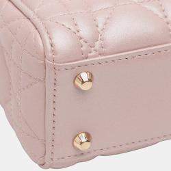 Pre Owned Dior Pink Mini Lambskin Cannage Lady Dior