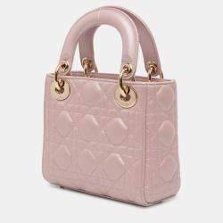 Pre Owned Dior Pink Mini Lambskin Cannage Lady Dior