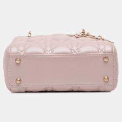Pre Owned Dior Pink Mini Lambskin Cannage Lady Dior