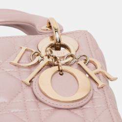 Pre Owned Dior Pink Mini Lambskin Cannage Lady Dior