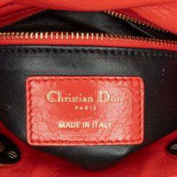 Pre Owned Dior Red Mini Calfskin Sequin Embellished Lady Dior