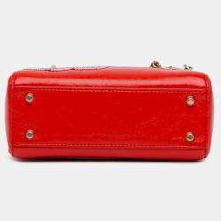 Pre Owned Dior Red Mini Calfskin Sequin Embellished Lady Dior
