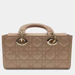 Pre Owned Dior Brown Small Patent Cannage Lady D-Joy
