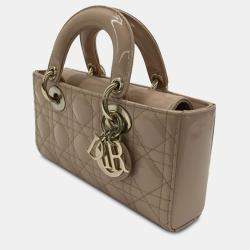 Pre Owned Dior Brown Small Patent Cannage Lady D-Joy