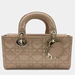 Pre Owned Dior Brown Small Patent Cannage Lady D-Joy