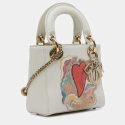 Pre Owned Dior White Niki De Saint Phalle Mini Calfskin Dioramour Lady Dior