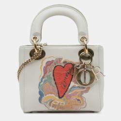 Pre Owned Dior White Niki De Saint Phalle Mini Calfskin Dioramour Lady Dior