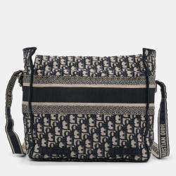 Pre Owned Dior Beige/Navy Blue Oblique Diorcamp Bag