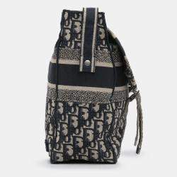 Pre Owned Dior Beige/Navy Blue Oblique Diorcamp Bag