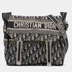 Pre Owned Dior Beige/Navy Blue Oblique Diorcamp Bag