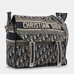 Pre Owned Dior Beige/Navy Blue Oblique Diorcamp Bag