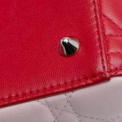 Pre Owned Dior Blue/Red Medium Tricolor Lambskin Cannage Lady Dior