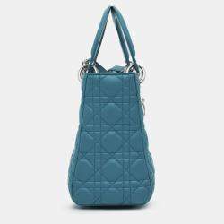 Pre Owned Dior Blue Medium Lambskin Cannage Lady Dior