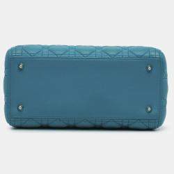 Pre Owned Dior Blue Medium Lambskin Cannage Lady Dior
