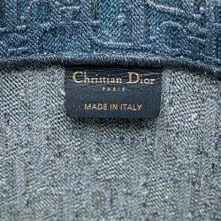 Pre Owned Dior Blue Large Oblique Denim Book Tote