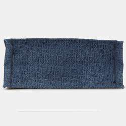 Pre Owned Dior Blue Large Oblique Denim Book Tote