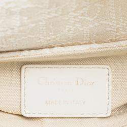 Pre Owned Dior White Mini Oblique Canvas Saddle Bag