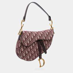 Pre Owned Dior Red Oblique Canvas Saddle Bag