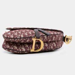 Pre Owned Dior Red Oblique Canvas Saddle Bag