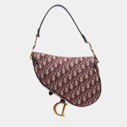 Pre Owned Dior Red Oblique Canvas Saddle Bag