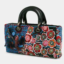 Pre Owned Dior Blue Medium Beaded Ribbon Embroidered Floral Lady D Joy