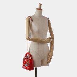 Pre Owned Dior Red Mini Calfskin Sequin Embellished Lady Dior