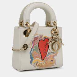 Pre Owned Dior White Niki De Saint Phalle Mini Calfskin Dioramour Lady Dior