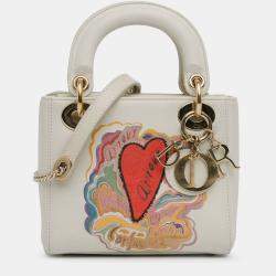 Pre Owned Dior White Niki De Saint Phalle Mini Calfskin Dioramour Lady Dior