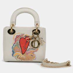 Pre Owned Dior White Niki De Saint Phalle Mini Calfskin Dioramour Lady Dior