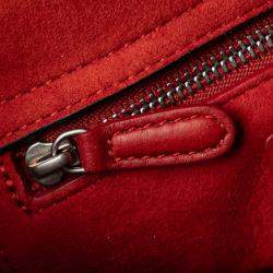 Pre Owned Dior Red Mini Embossed Calfskin Cannage Studded Flower Lady Dior