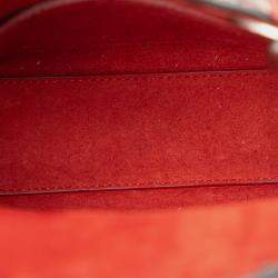 Pre Owned Dior Red Mini Embossed Calfskin Cannage Studded Flower Lady Dior