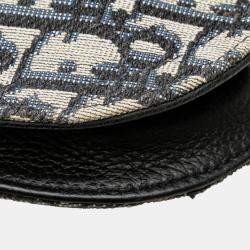 Pre Owned Dior Beige/Navy  Oblique Canvas Saddle Messenger Bag