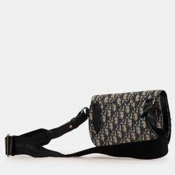 Pre Owned Dior Beige/Navy  Oblique Canvas Saddle Messenger Bag