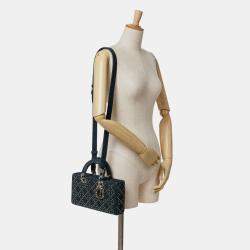 Pre Owned Dior Blue Medium Denim Cannage Eyelet Lady D Joy