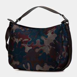 Pre Owned Dior Brown Peter Doig Denim Camouflage Soft Saddle Bag
