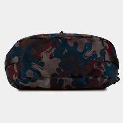 Pre Owned Dior Brown Peter Doig Denim Camouflage Soft Saddle Bag