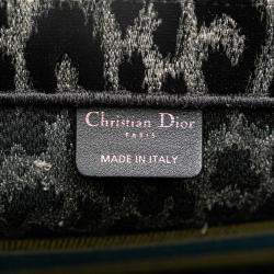 Pre Owned Dior Black Mizza Medium Embroidered Canvas Leopard Book Tote