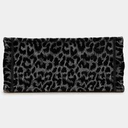 Pre Owned Dior Black Mizza Medium Embroidered Canvas Leopard Book Tote