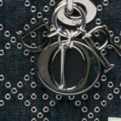 Pre Owned Dior Blue Medium Denim Cannage Eyelet Lady D Joy