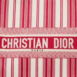 Pre Owned Dior Red Large Striped Book Tote