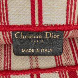 Pre Owned Dior Red Large Striped Book Tote