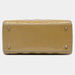 Pre Owned Dior Brown Medium Patent Cannage Lady Dior
