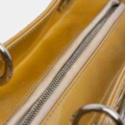Pre Owned Dior Brown Medium Patent Cannage Lady Dior