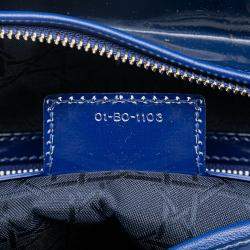 Pre Owned Dior Blue Large Patent Cannage Lady Dior