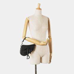 Pre Owned Dior Black Mini Oblique Embossed Calfskin Saddle Bag